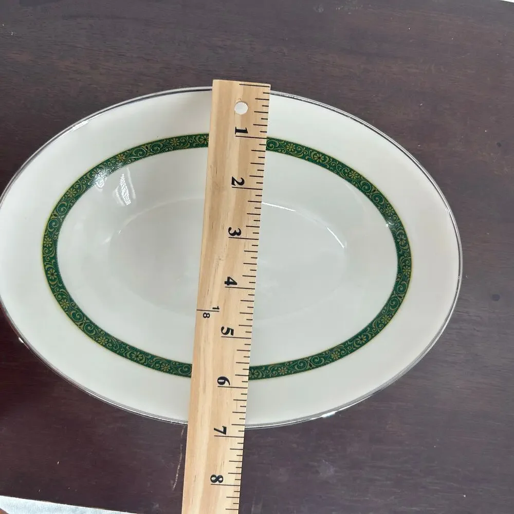 VTG Noritake Myrta 7018 Oval Vegetable Serving Bowl Ivory China Platinum Trim